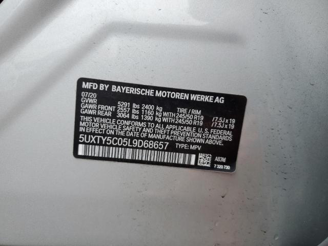 5UXTY5C05L9D68657 - 2020 BMW X3 XDRIVE30I SILVER photo 13