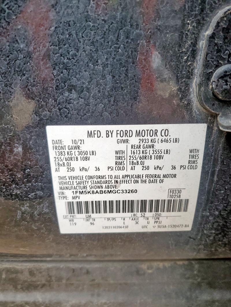 1FM5K8AB6MGC33260 - 2021 FORD EXPLORER POLICE INTERCEPTOR TWO TONE photo 13