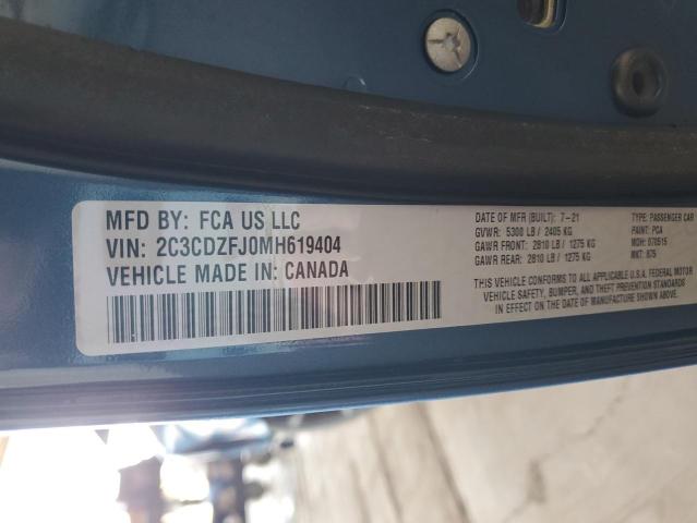 2C3CDZFJ0MH619404 - 2021 DODGE CHALLENGER R/T SCAT PACK BLUE photo 13