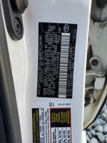 4T1BK1EB1EU109758 - 2014 TOYOTA AVALON BASE WHITE photo 13