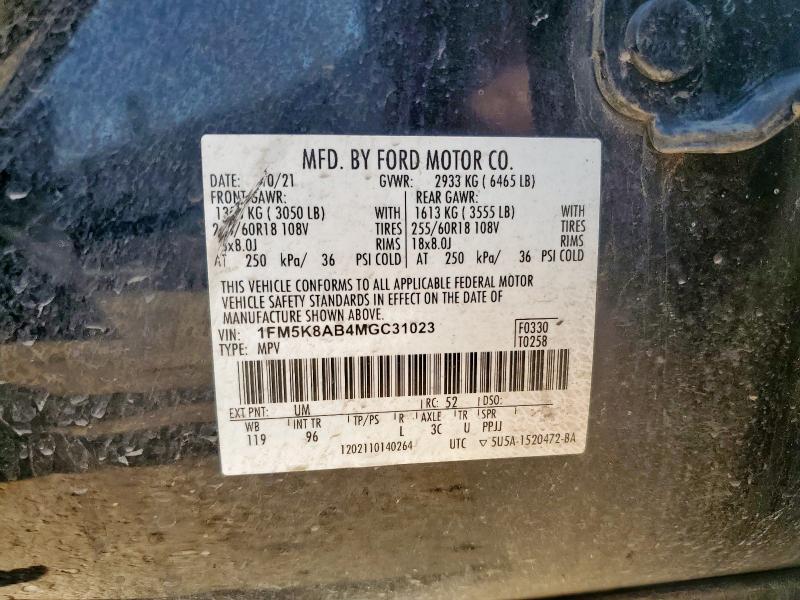 1FM5K8AB4MGC31023 - 2021 FORD EXPLORER POLICE INTERCEPTOR 双色 照片 14