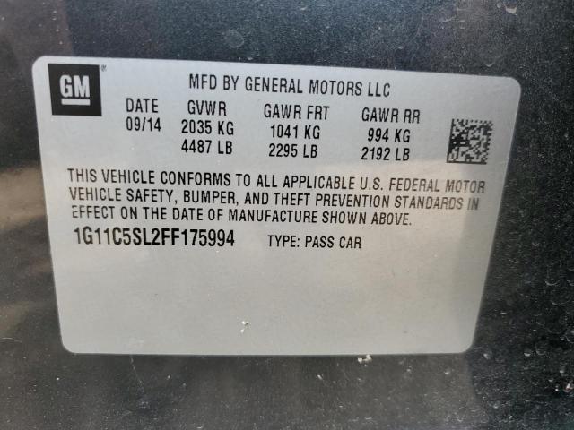 1G11C5SL2FF175994 - 2015 CHEVROLET MALIBU 1LT BLACK photo 12