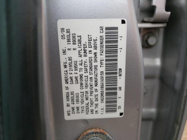 1HGCM56186A149159 - 2006 HONDA ACCORD VALUE SILVER photo 13