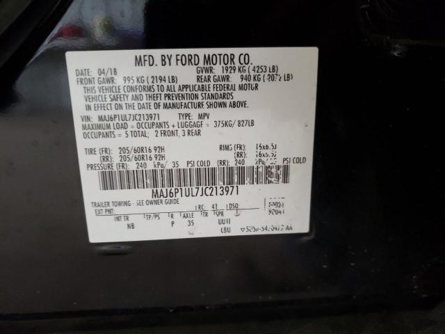 MAJ6P1UL7JC213971 - 2018 FORD ECOSPORT SE BLACK photo 13