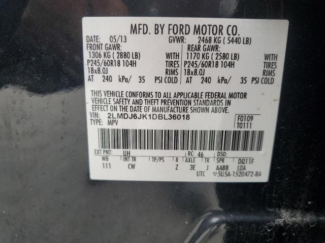 2LMDJ6JK1DBL36018 - 2013 LINCOLN MKX Սև լուսանկար 13