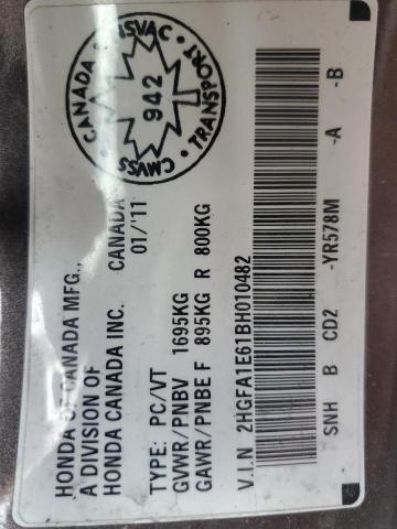 2HGFA1E61BH010482 - 2011 HONDA CIVIC LX-S Gris photo 13