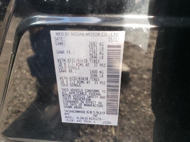 5N1AR2MM4DC685929 - 2013 NISSAN PATHFINDER S BLACK photo 13