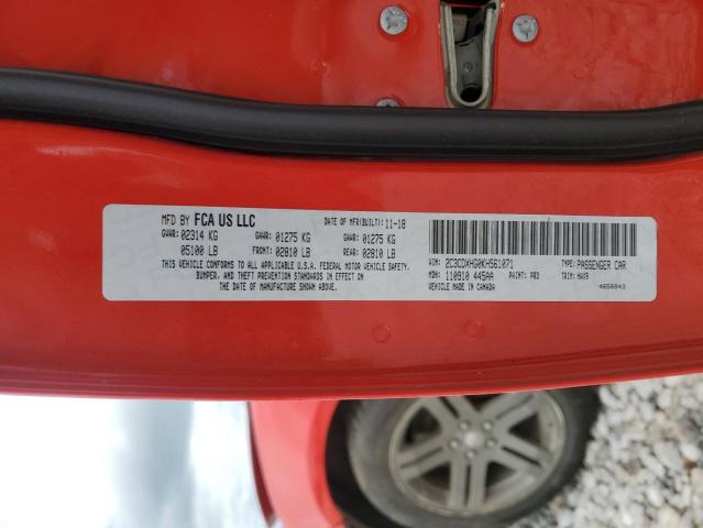 2C3CDXHG0KH561071 - 2019 DODGE CHARGER GT RED photo 12