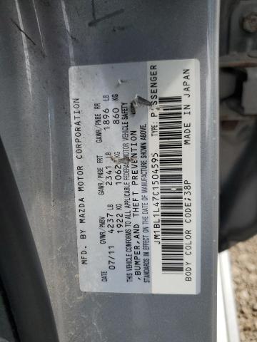 JM1BL1L47C1504595 - 2012 MAZDA SPEED 3 GRAY photo 12