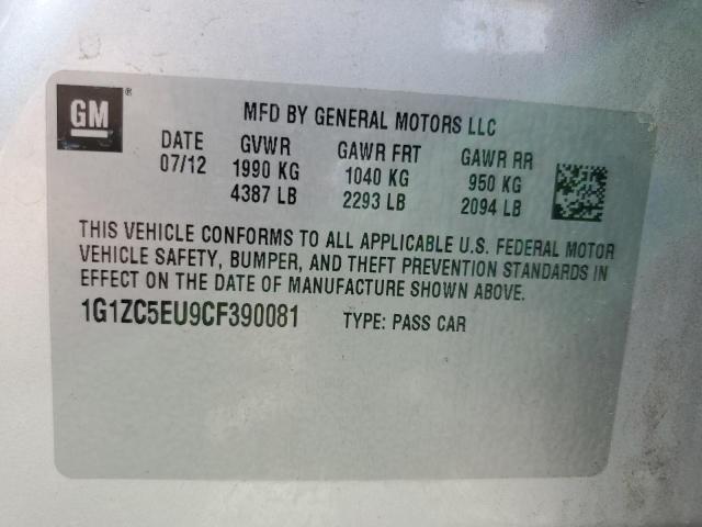 1G1ZC5EU9CF390081 - 2012 CHEVROLET MALIBU 1LT 银色 照片 13