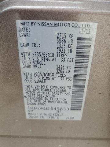 5N1AR2MN1EC649853 - 2014 NISSAN PATHFINDER S 灰色 照片 13