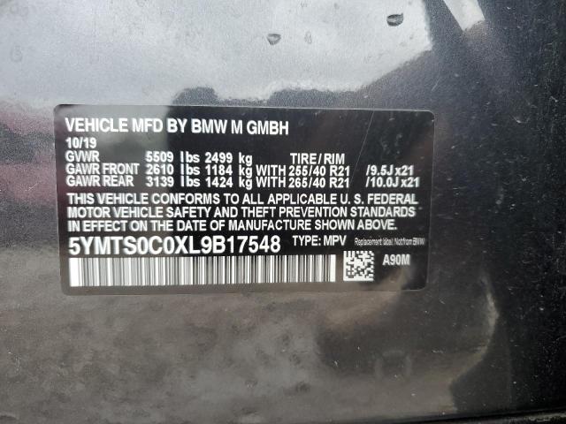 5YMTS0C0XL9B17548 - 2020 BMW X3 M COMPETITION GRAY photo 14