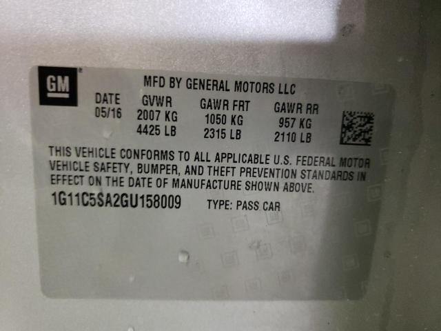 1G11C5SA2GU158009 - 2016 CHEVROLET MALIBU LIM LT 银色 照片 12