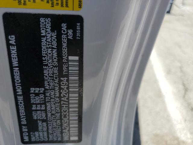 WBA2K9C33H7A26494 - 2017 BMW 230I WHITE photo 13