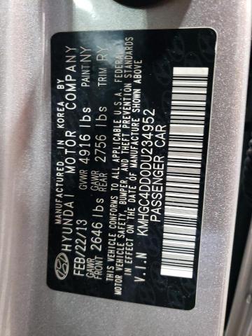KMHGC4DD0DU234952 - 2013 HYUNDAI GENESIS 3.8L SILVER photo 13