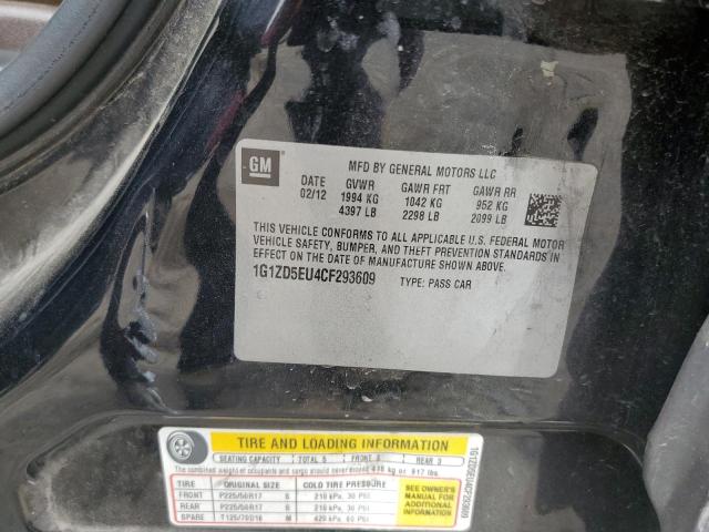 1G1ZD5EU4CF293609 - 2012 CHEVROLET MALIBU 2LT შავი ფოტო 12