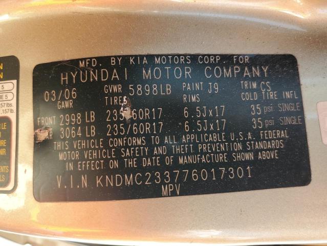 KNDMC233776017301 - 2007 HYUNDAI ENTOURAGE GLS TAN photo 13