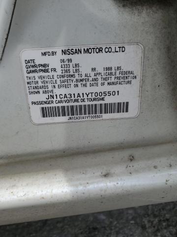 JN1CA31A1YT005501 - 2000 NISSAN MAXIMA GLE WHITE photo 12