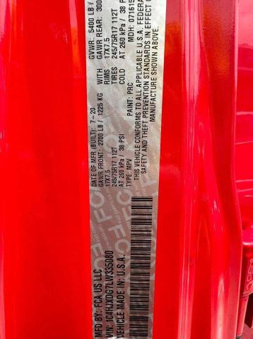 1C4HJXDG7LW335080 - 2020 JEEP WRANGLER U SPORT წითელი ფოტო 10