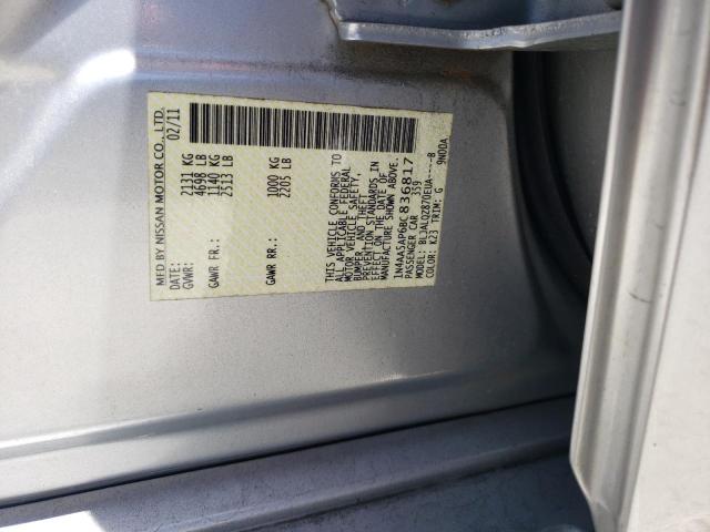 1N4AA5AP6BC836817 - 2011 NISSAN MAXIMA S SILVER photo 12