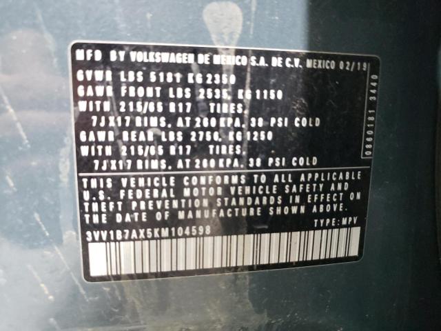 3VV1B7AX5KM104598 - 2019 VOLKSWAGEN TIGUAN S Blau Foto 14