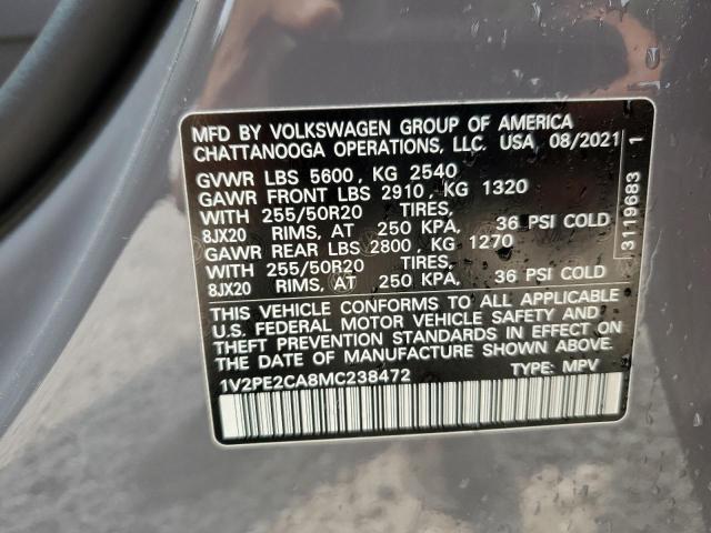 1V2PE2CA8MC238472 - 2021 VOLKSWAGEN ATLAS CROS SE GRAY photo 13