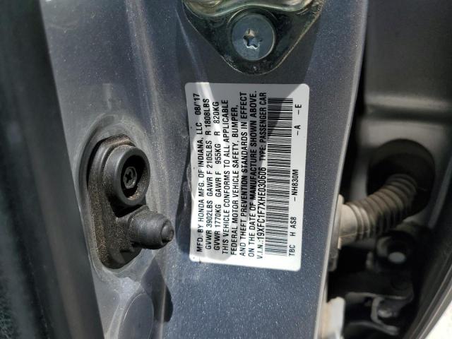 19XFC1F7XHE030606 - 2017 HONDA CIVIC EXL SILVER photo 13