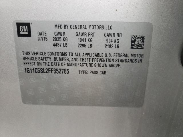 1G11C5SL2FF352785 - 2015 CHEVROLET MALIBU 1LT GRAY photo 12