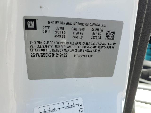 2G1WG5EK7B1219132 - 2011 CHEVROLET IMPALA LT 白色 照片 12