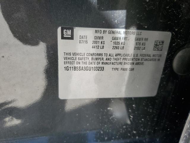 1G11B5SA3GU103233 - 2016 CHEVROLET MALIBU LIM LS ნაცრისფერი ფოტო 12