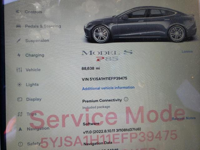 5YJSA1H11EFP39475 - 2014 TESLA MODEL S Մոխրագույն լուսանկար 9