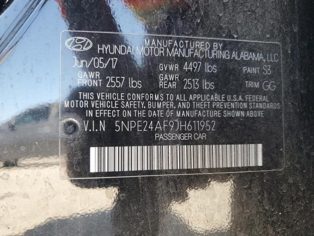 5NPE24AF9JH611952 - 2018 HYUNDAI SONATA SE BLACK photo 13