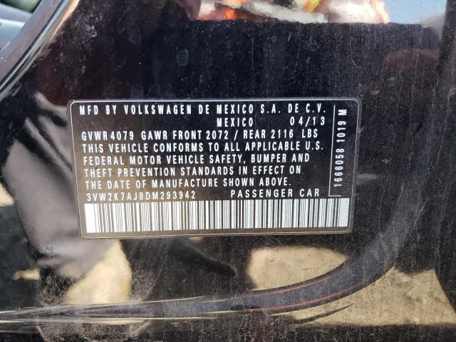 3VW2K7AJ8DM293942 - 2013 VOLKSWAGEN JETTA BASE 黑色 照片 12