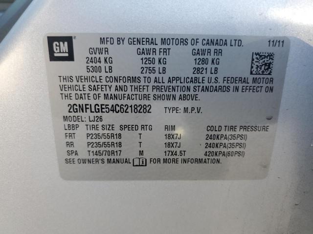 2GNFLGE54C6218282 - 2012 CHEVROLET EQUINOX LTZ SILVER photo 13