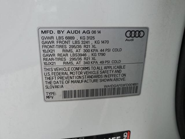 WA1DGAFE9FD001651 - 2015 AUDI Q7 PRESTIGE WHITE photo 13