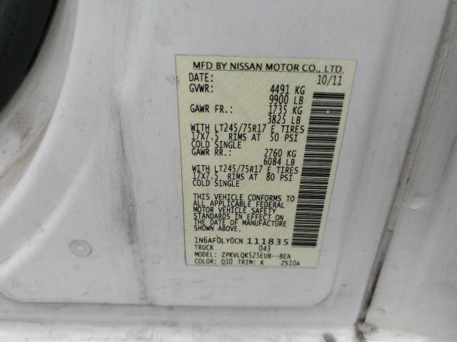 1N6AF0LY0CN111835 - 2012 NISSAN NV 2500 WHITE photo 13