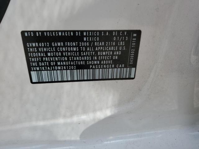 3VW1K7AJ1DM261202 - 2013 VOLKSWAGEN JETTA BASE 白色 照片 13