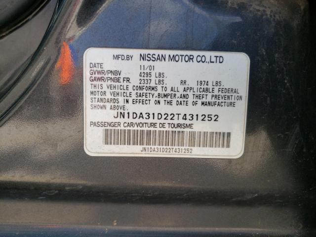 JN1DA31D22T431252 - 2002 NISSAN MAXIMA GLE GRAY photo 12