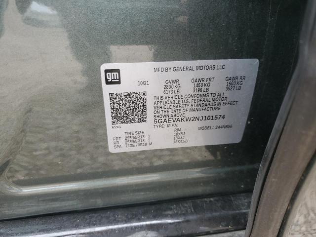 5GAEVAKW2NJ101574 - 2022 BUICK ENCLAVE ESSENCE მწვანე ფოტო 13