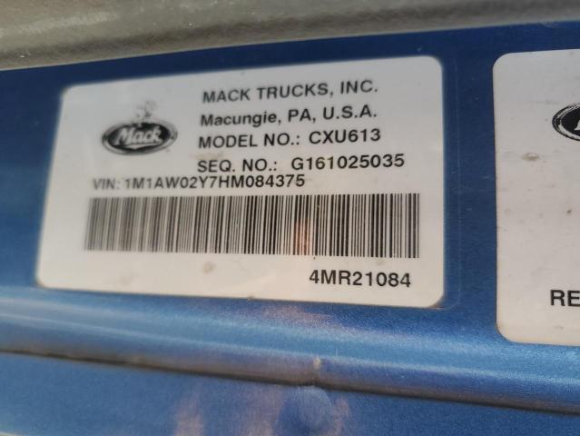 1M1AW02Y7HM084375 - 2017 MACK 600 CXU600 BLUE photo 10