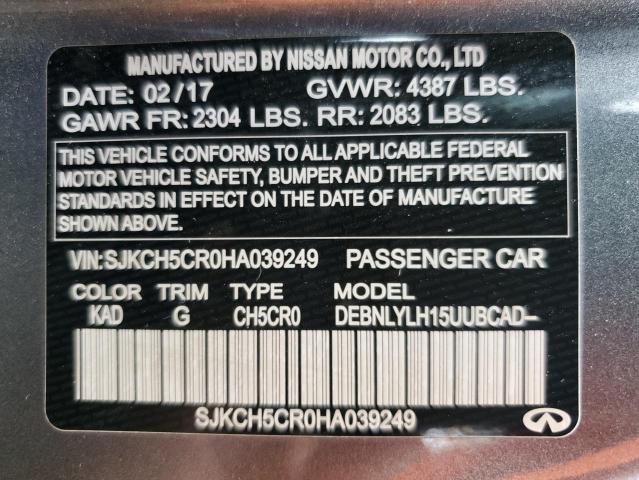 SJKCH5CR0HA039249 - 2017 INFINITI QX30 BASE CHARCOAL photo 12