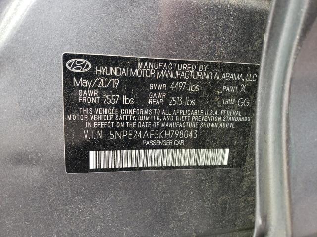 5NPE24AF5KH798043 - 2019 HYUNDAI SONATA SE GRAY photo 12