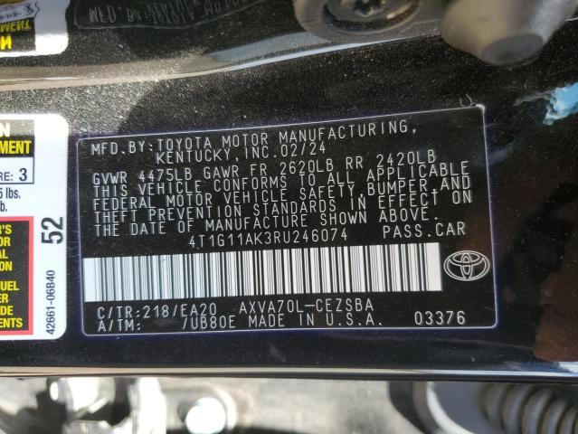 4T1G11AK3RU246074 - 2024 TOYOTA CAMRY SE NIGHT SHADE BLACK photo 13
