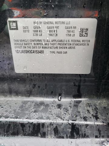 1G1JA5SH3C4153480 - 2012 CHEVROLET SONIC LS BLACK photo 12