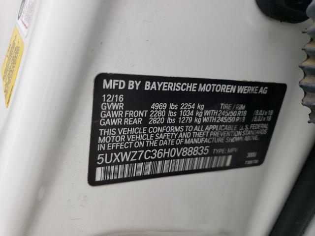 5UXWZ7C36H0V88835 - 2017 BMW X3 SDRIVE28I WHITE photo 13