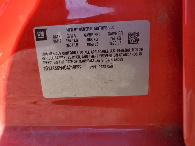 1G1JA6SH4C4219699 - 2012 CHEVROLET SONIC LS RED photo 12