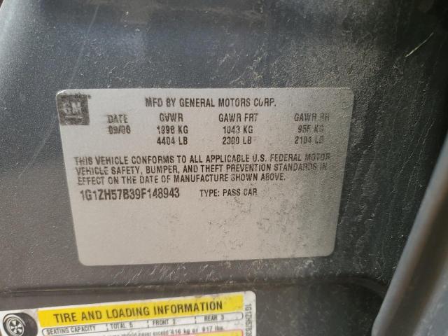 1G1ZH57B39F148943 - 2009 CHEVROLET MALIBU 1LT GRAY photo 12