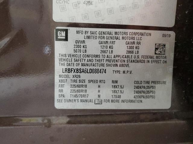 LRBFXBSA6LD088474 - 2020 BUICK ENVISION PREFERRED BROWN photo 13