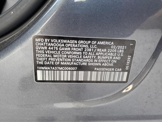 1VWMA7A37MC006007 - 2021 VOLKSWAGEN PASSAT R-LINE Boz foto 12