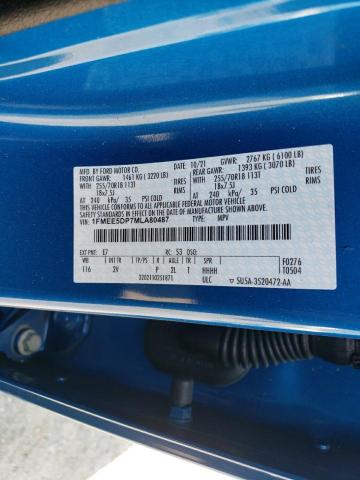 1FMEE5DP7MLA80487 - 2021 FORD BRONCO BASE BLUE photo 12